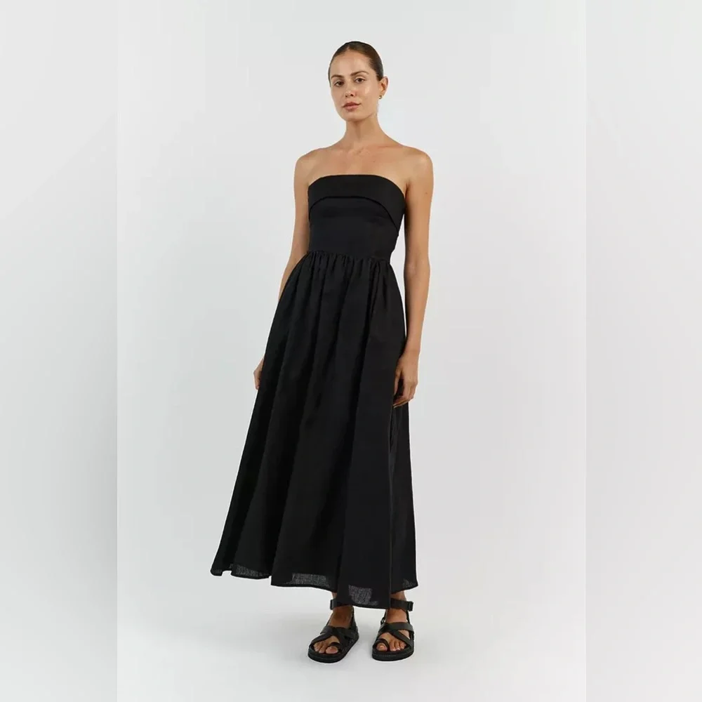 DISSH Strapless Black Midi Dress